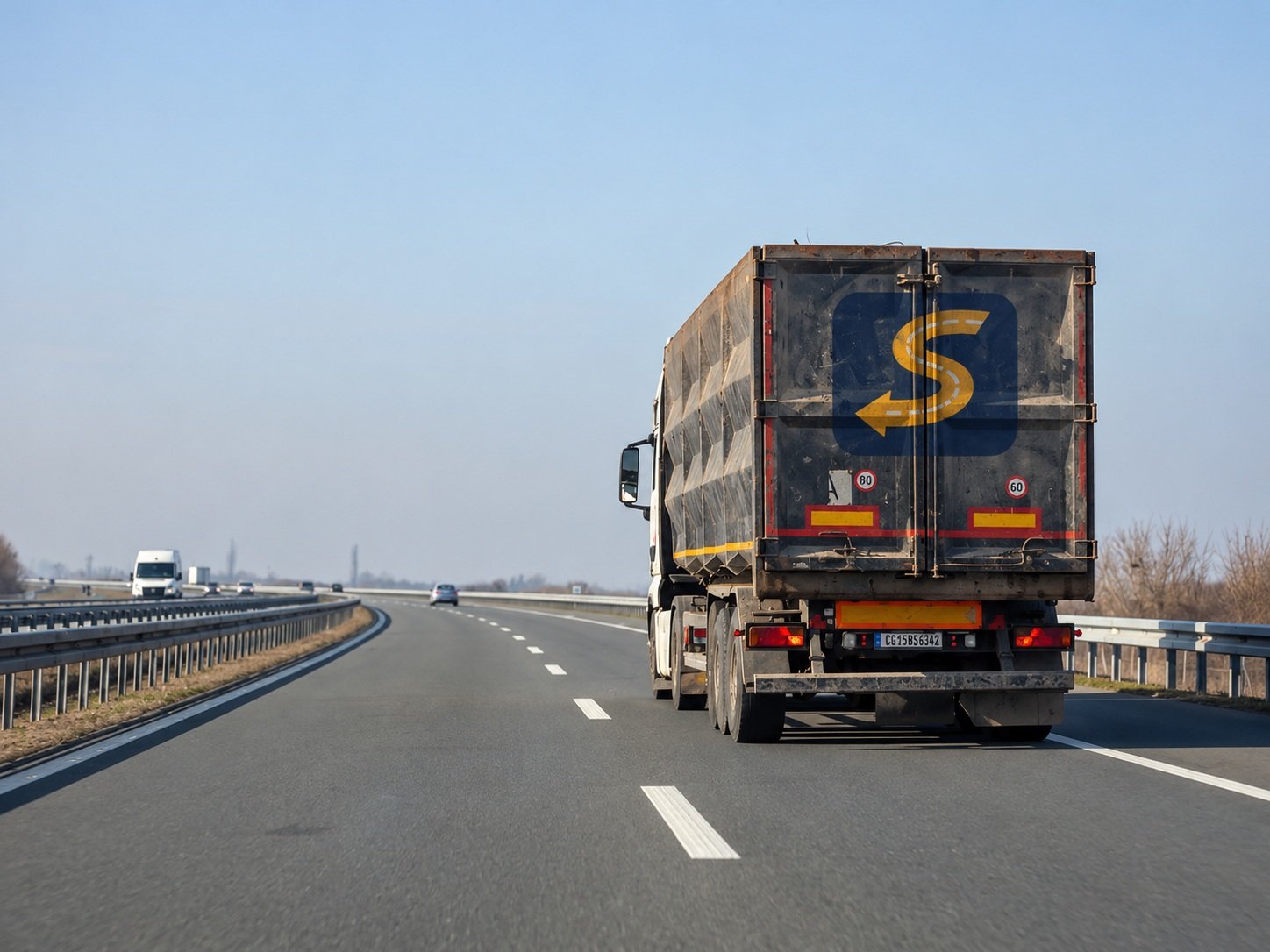 Commercial freight truck on an open highway